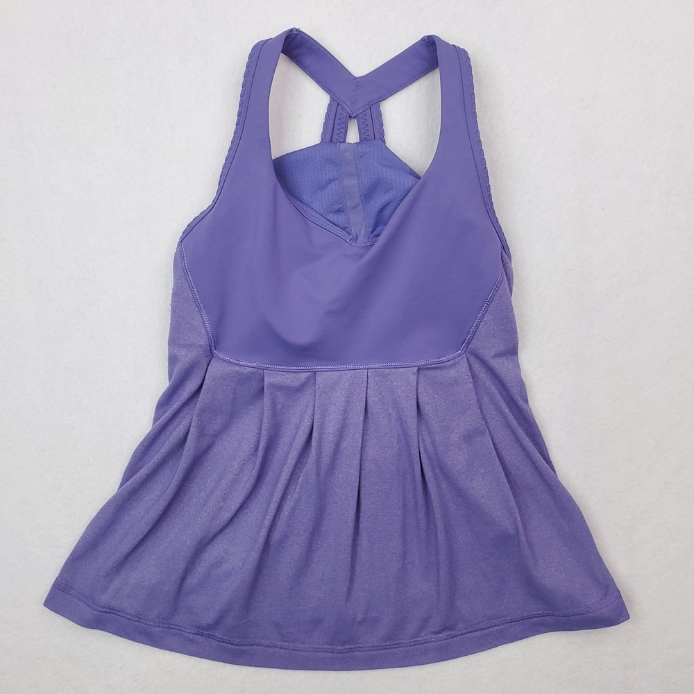 Lululemon Tank Top Womens 4 Purple Racerback Built In Bra Pleated Yoga Athletic
